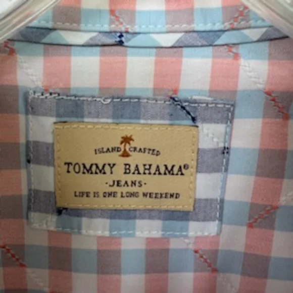 TOMMY BAHAMA BLUE RED PLAID BUTTON DOWN LONG SLEEVE SHIRT SIZE MEDIUM - Picture 3 of 15